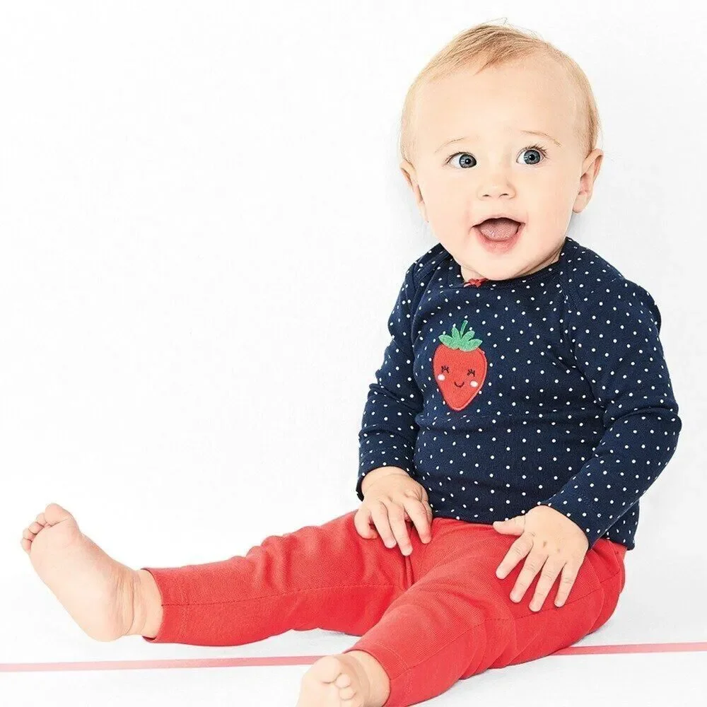 Strawberry Polka Dot Bodysuit Pant Legging 3 Piece Outfit Set Baby Girl 18m NEW